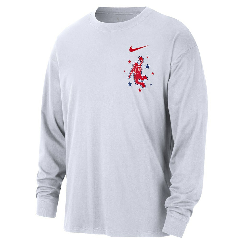 Houston Rockets 2025/26 City Edition Remix Essential Logo Long Sleeve T-Shirt White - NBA