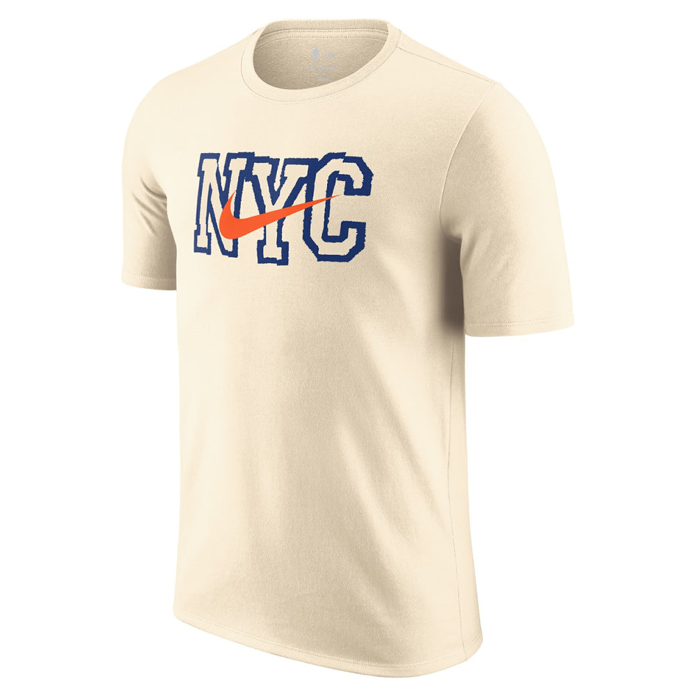 New York Knicks 2025/26 City Edition Remix Essential Logo T-Shirt Natural - NBA