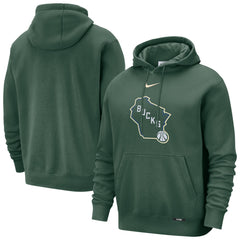 Milwaukee Bucks 2025/26 City Edition Essential Logo Remix Hoodie Hunter Green - NBA