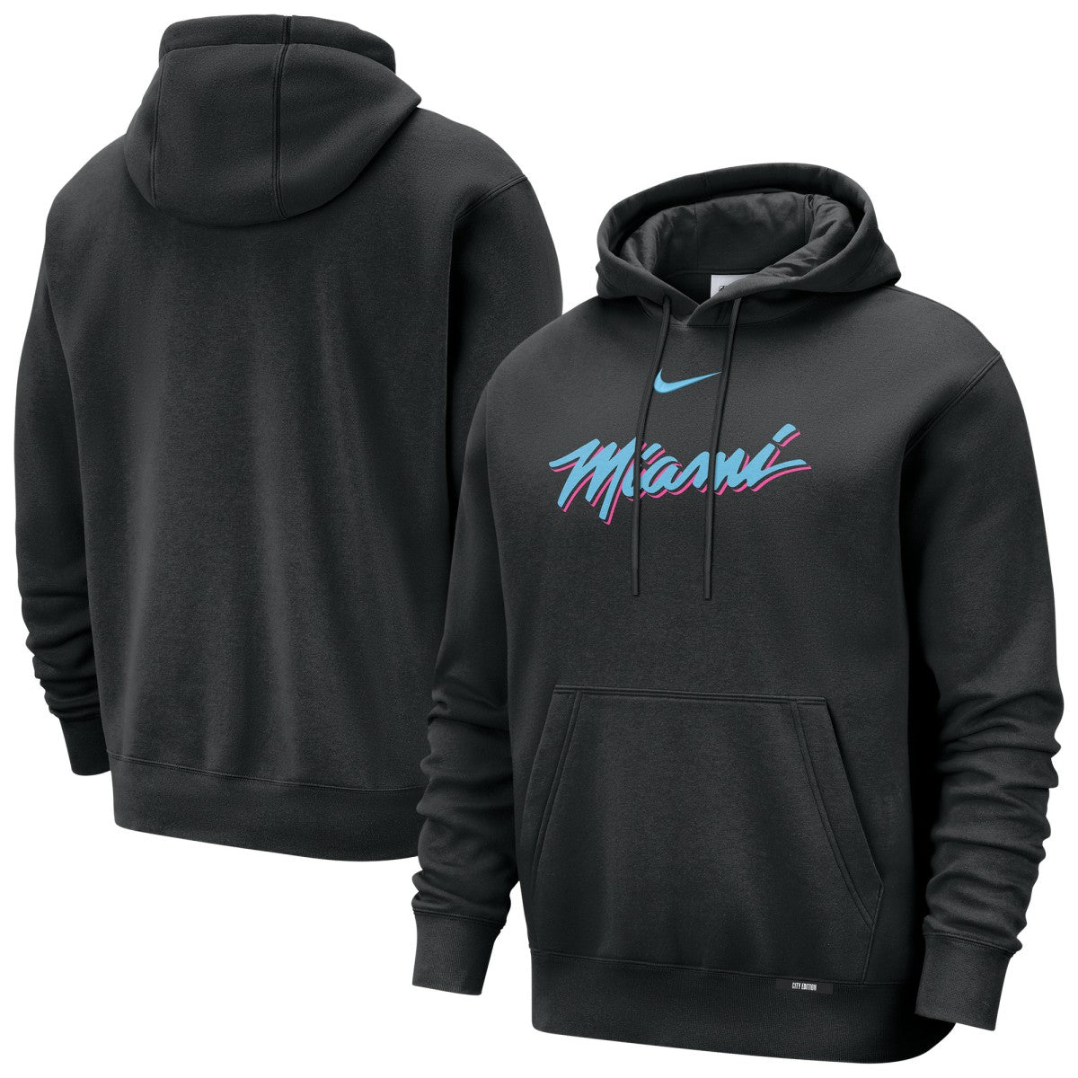 Miami Heat 2025/26 City Edition Essential Remix Club Hoodie Black - NBA