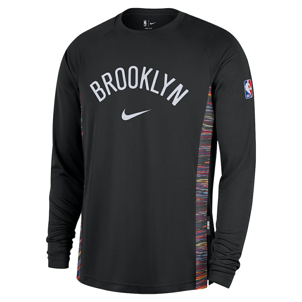 Brooklyn Nets 2025/26 City Edition Authentic Pregame Dri-FIT Long Sleeve Shooting T-Shirt Black - NBA