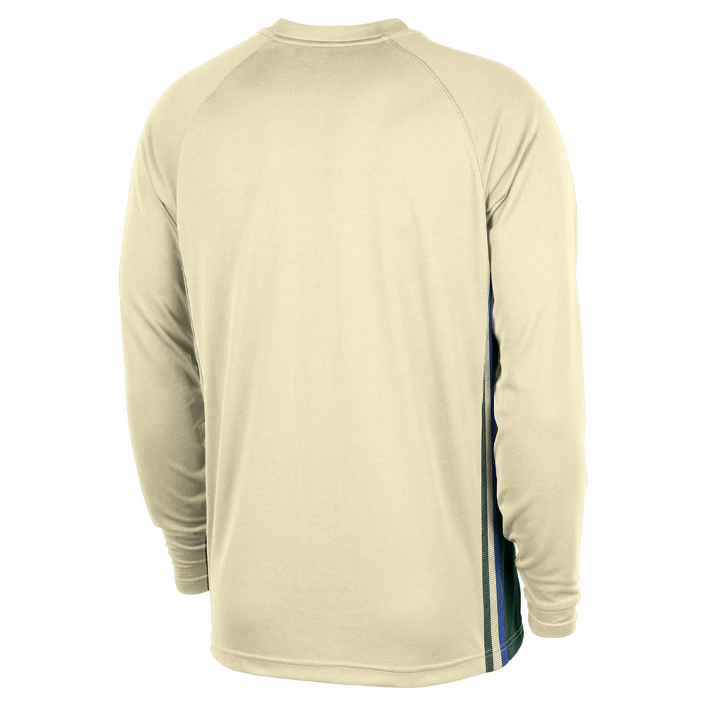 Milwaukee Bucks 2025/26 City Edition Authentic Pregame Dri-FIT Long Sleeve Shooting T-Shirt Cream - NBA
