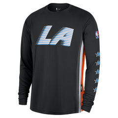 LA Clippers 2025/26 City Edition Authentic Pregame Dri-FIT Long Sleeve Shooting T-Shirt Black - NBA