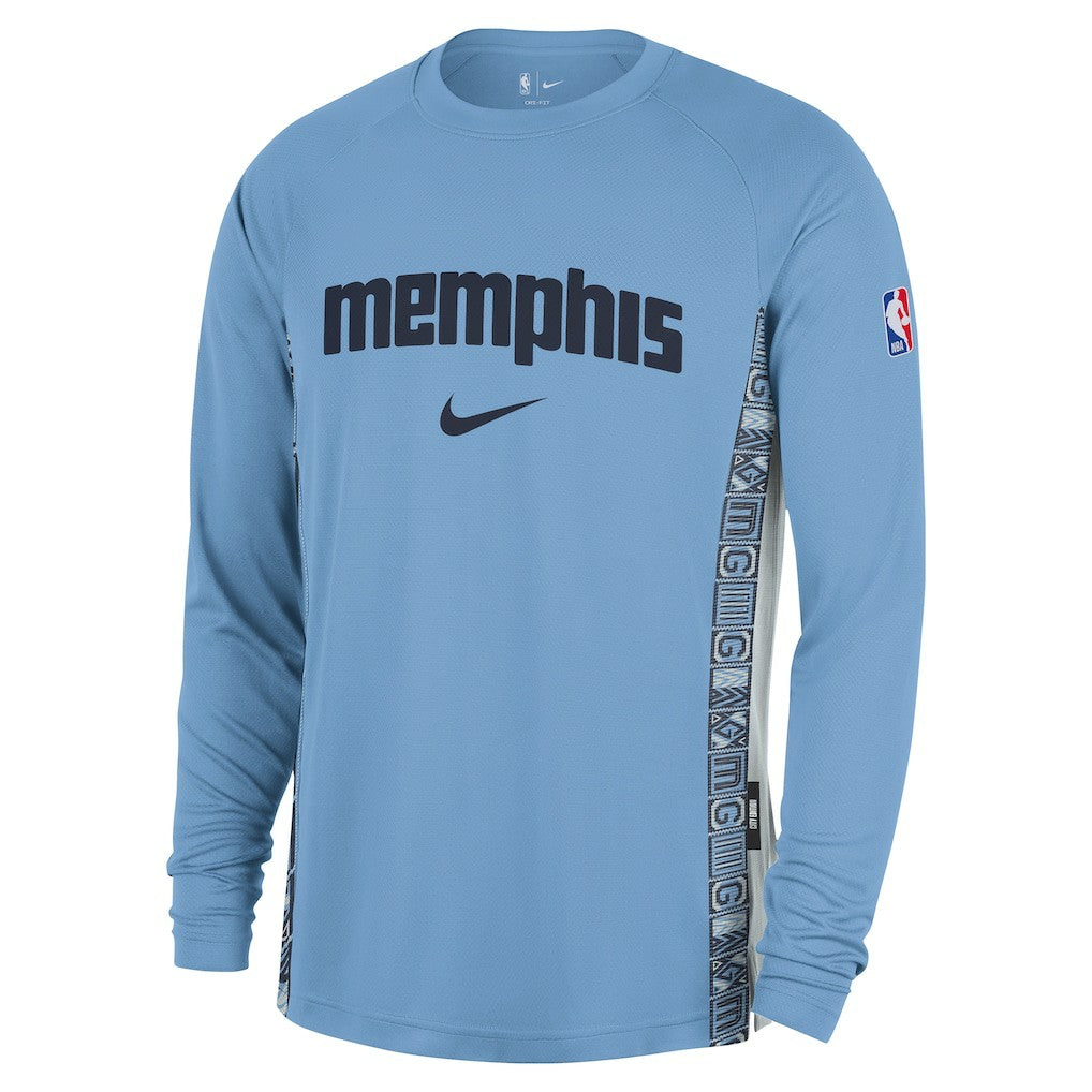 Memphis Grizzlies 2025/26 City Edition Authentic Pregame Dri-FIT Long Sleeve Shooting T-Shirt Light Blue - NBA