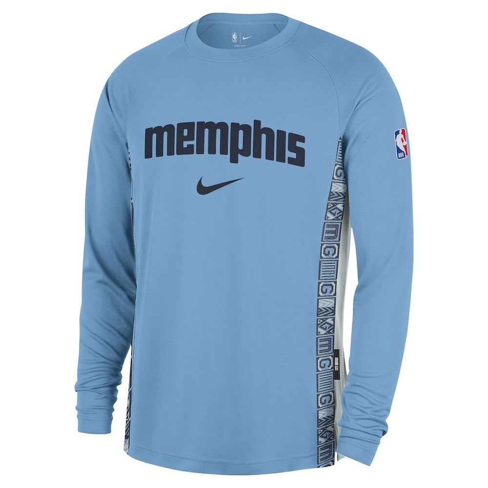 Memphis Grizzlies 2025/26 City Edition Authentic Pregame Dri-FIT Long Sleeve Shooting T-Shirt Light Blue - NBA