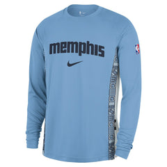 Memphis Grizzlies 2025/26 City Edition Authentic Pregame Dri-FIT Long Sleeve Shooting T-Shirt Light Blue - NBA