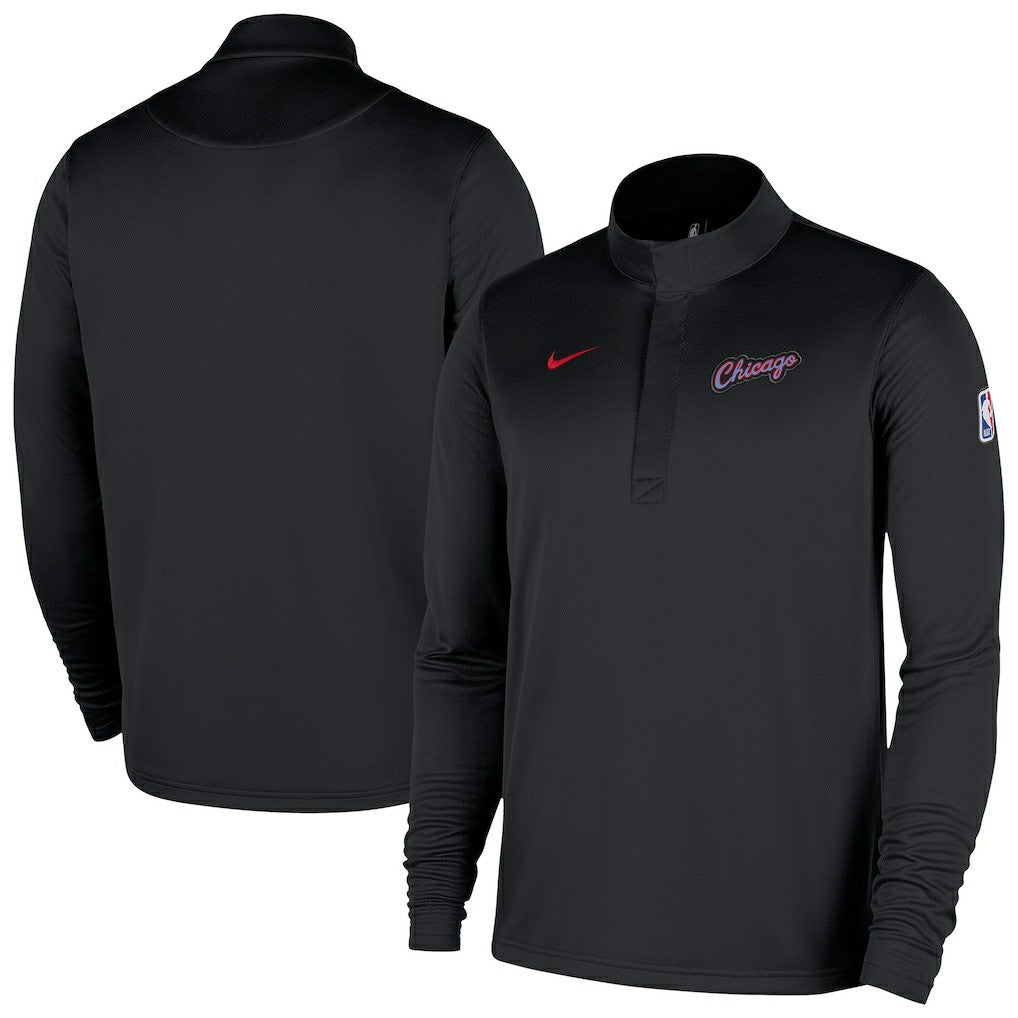 Chicago Bulls 2025/26 City Edition Remix Authentic Coaches Dri-FIT Half-Zip Top Black - NBA