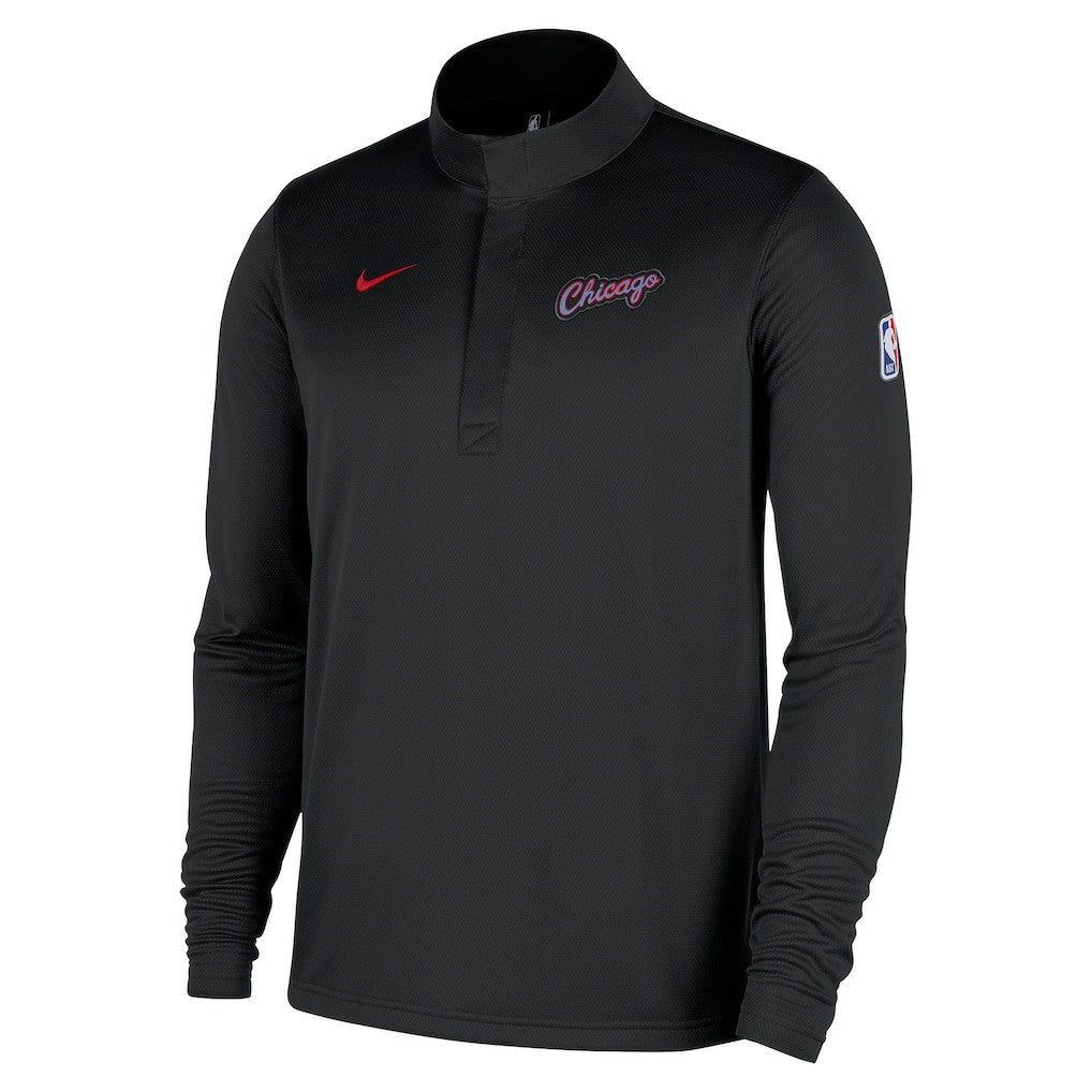 Chicago Bulls 2025/26 City Edition Remix Authentic Coaches Dri-FIT Half-Zip Top Black - NBA