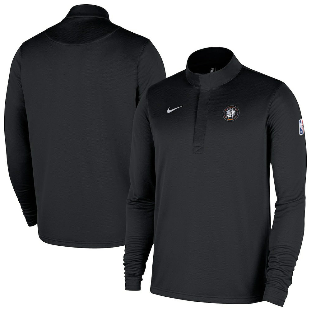 Brooklyn Nets 2025/26 City Edition Remix Authentic Coaches Dri-FIT Half-Zip Top Black - NBA