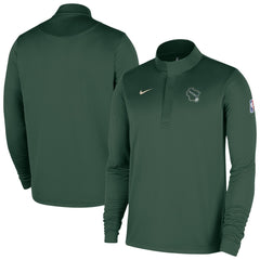 Milwaukee Bucks 2025/26 City Edition Remix Authentic Coaches Dri-FIT Half-Zip Top Hunter Green - NBA
