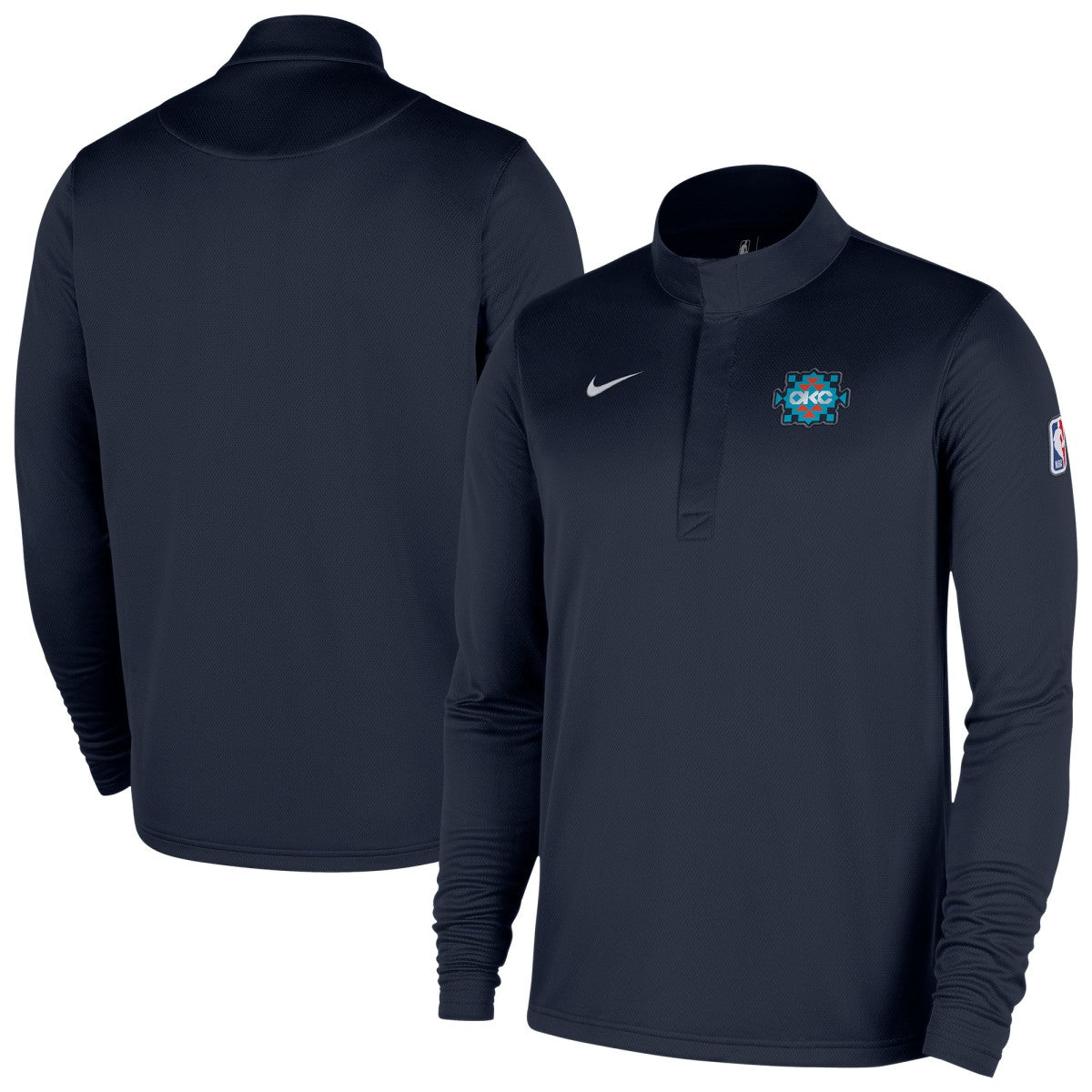 Oklahoma City Thunder 2025/26 City Edition Remix Authentic Coaches Dri-FIT Half-Zip Top Navy - NBA