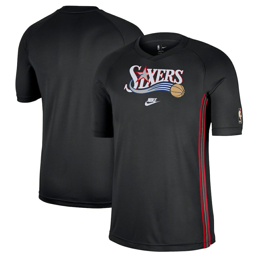 Philadelphia 76ers Classic Edition Hardwood Classics Authentic Game Shooting T-Shirt Black - NBA