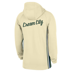 Milwaukee Bucks 2025/26 City Edition Remix Authentic On-Court Quarter-Zip Dri-FIT Hooded Jacket White - NBA