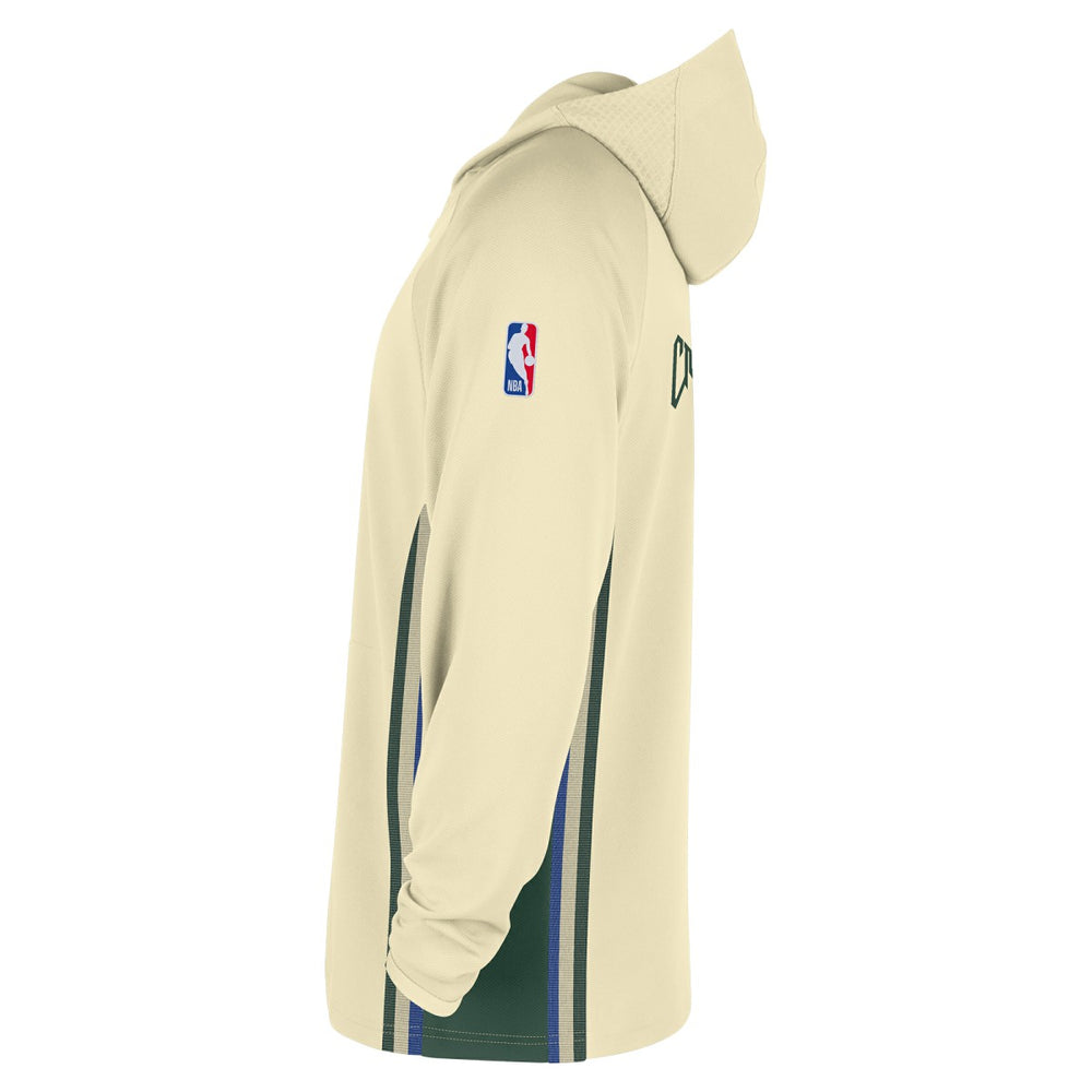 Milwaukee Bucks 2025/26 City Edition Remix Authentic On-Court Quarter-Zip Dri-FIT Hooded Jacket White - NBA