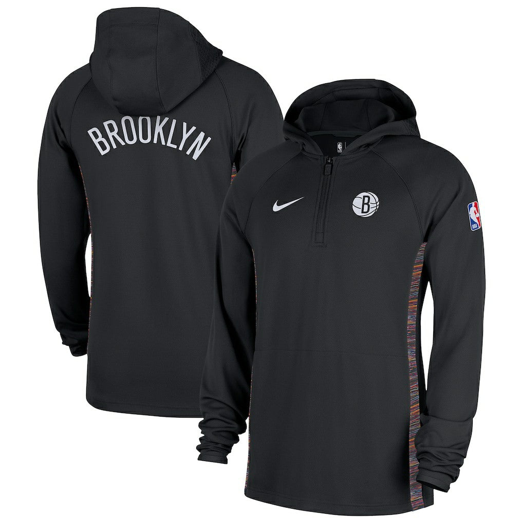 Brooklyn Nets 2025/26 City Edition Remix Authentic On-Court Quarter-Zip Dri-FIT Hooded Jacket Black - NBA