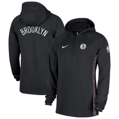 Brooklyn Nets 2025/26 City Edition Remix Authentic On-Court Quarter-Zip Dri-FIT Hooded Jacket Black - NBA