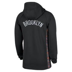 Brooklyn Nets 2025/26 City Edition Remix Authentic On-Court Quarter-Zip Dri-FIT Hooded Jacket Black - NBA