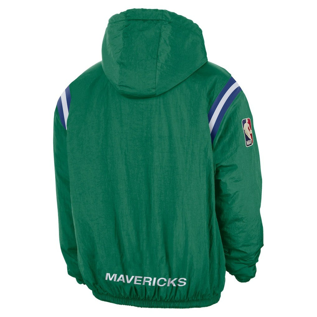 Dallas Mavericks Hardwood Classics Therma-FIT Half-Zip Hooded Windbreaker Green - NBA