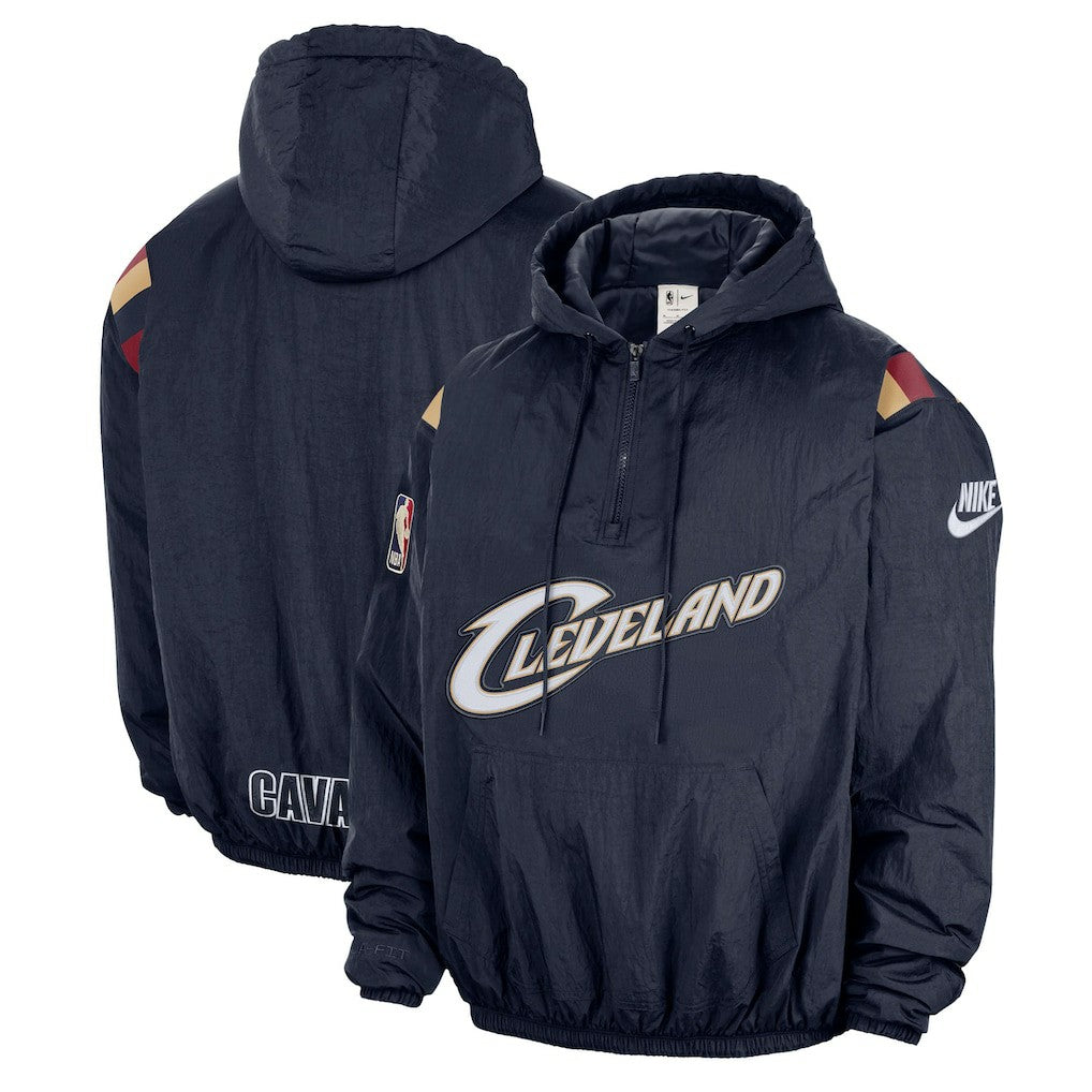 Cleveland Cavaliers Hardwood Classics Therma-FIT Half-Zip Hooded Windbreaker Navy - NBA