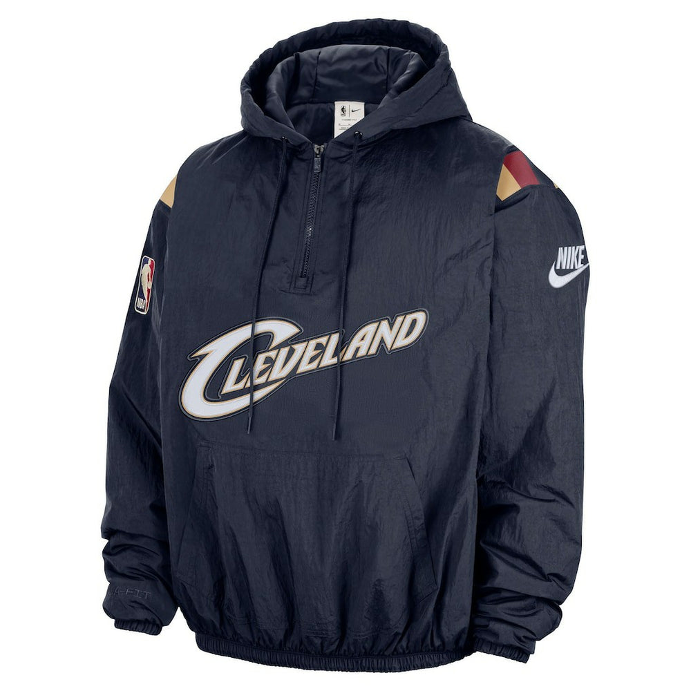 Cleveland Cavaliers Hardwood Classics Therma-FIT Half-Zip Hooded Windbreaker Navy - NBA