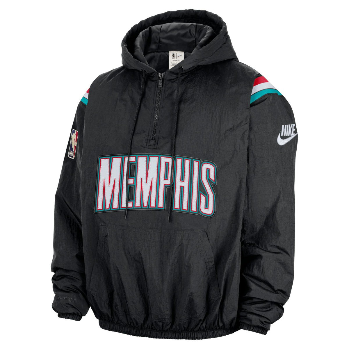 Memphis Grizzlies Hardwood Classics Therma-FIT Half-Zip Hooded Windbreaker Black - NBA