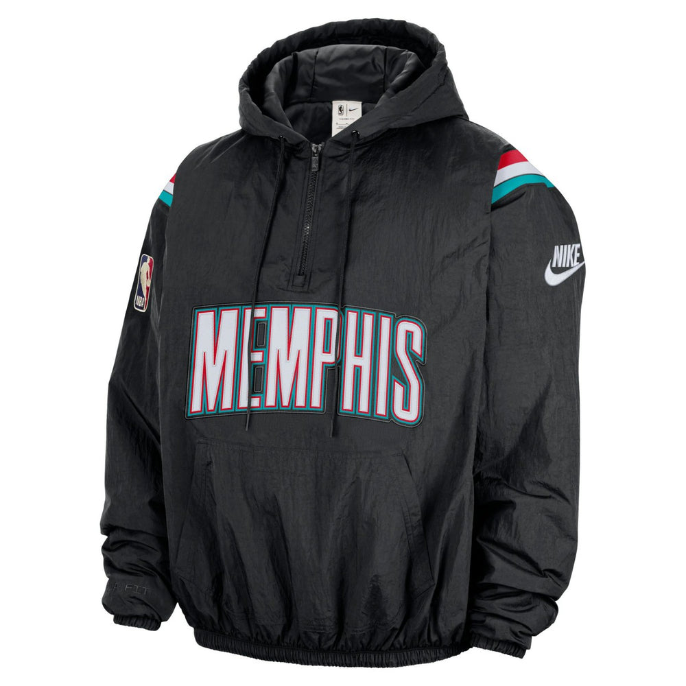 Memphis Grizzlies Hardwood Classics Therma-FIT Half-Zip Hooded Windbreaker Black - NBA