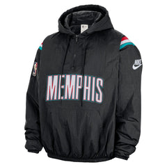 Memphis Grizzlies Hardwood Classics Therma-FIT Half-Zip Hooded Windbreaker Black - NBA
