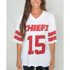 Kansas City Chiefs Cuce Women's Crystal V-Neck Tunic White | NFL