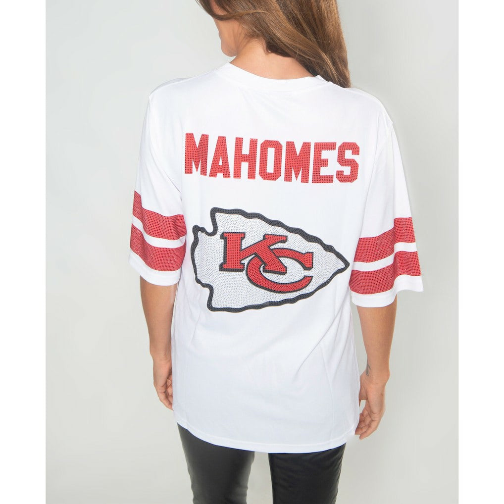 Kansas City Chiefs Cuce Women's Crystal V-Neck Tunic White | NFL