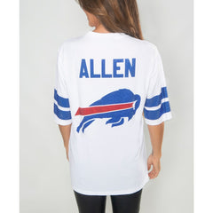 Josh Allen Buffalo Bills Cuce Women's Crystal V-Neck Tunic White | NFL