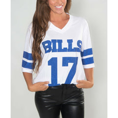 Josh Allen Buffalo Bills Cuce Women's Crystal V-Neck Tunic White | NFL