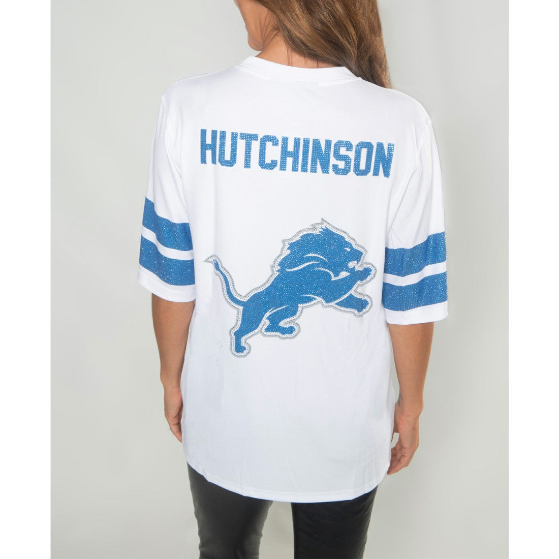 Aidan Hutchinson Detroit Lions Cuce Women's Crystal V-Neck Tunic White | NFL