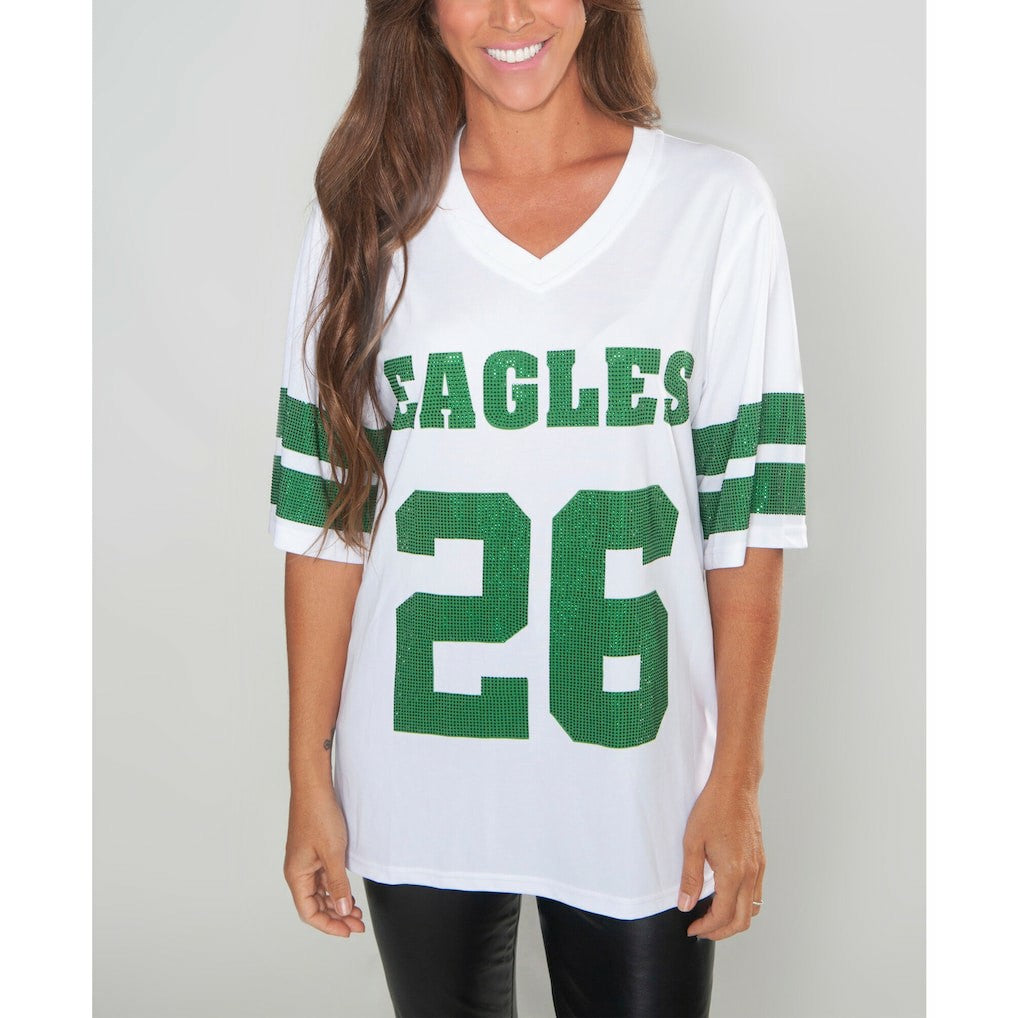Saquon Barkley Philadelphia Eagles Cuce Women's Crystal V-Neck Tunic White | NFL