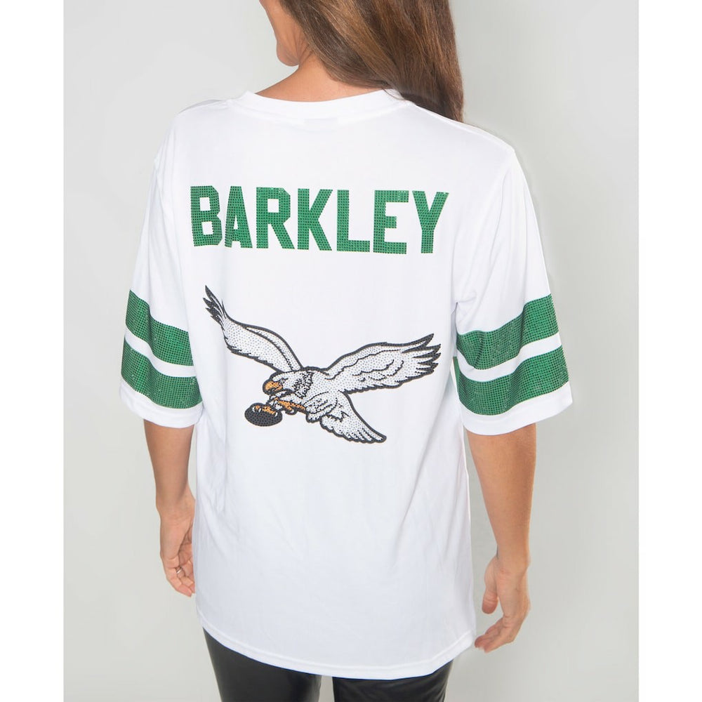 Saquon Barkley Philadelphia Eagles Cuce Women's Crystal V-Neck Tunic White | NFL