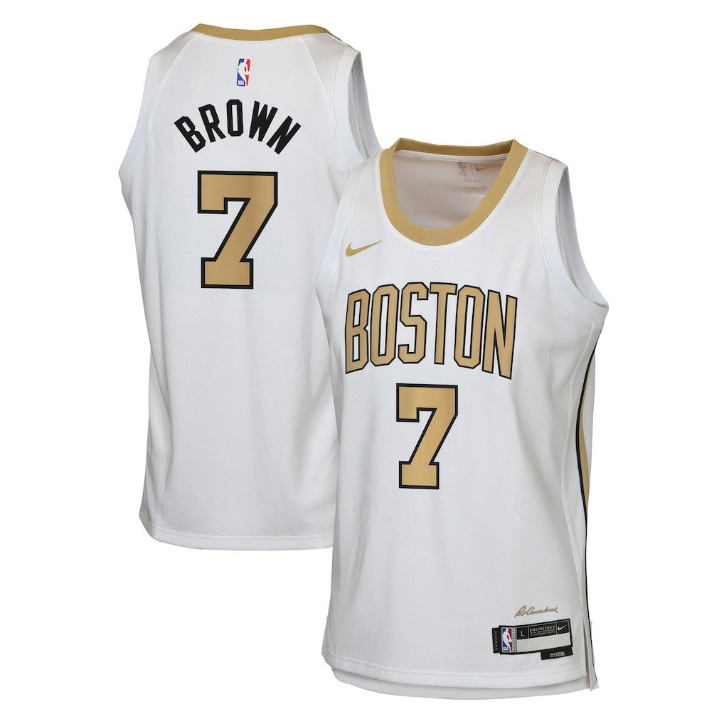 Jaylen Brown Boston Celtics Youth 2025/26 City Edition Swingman Jersey White - NBA