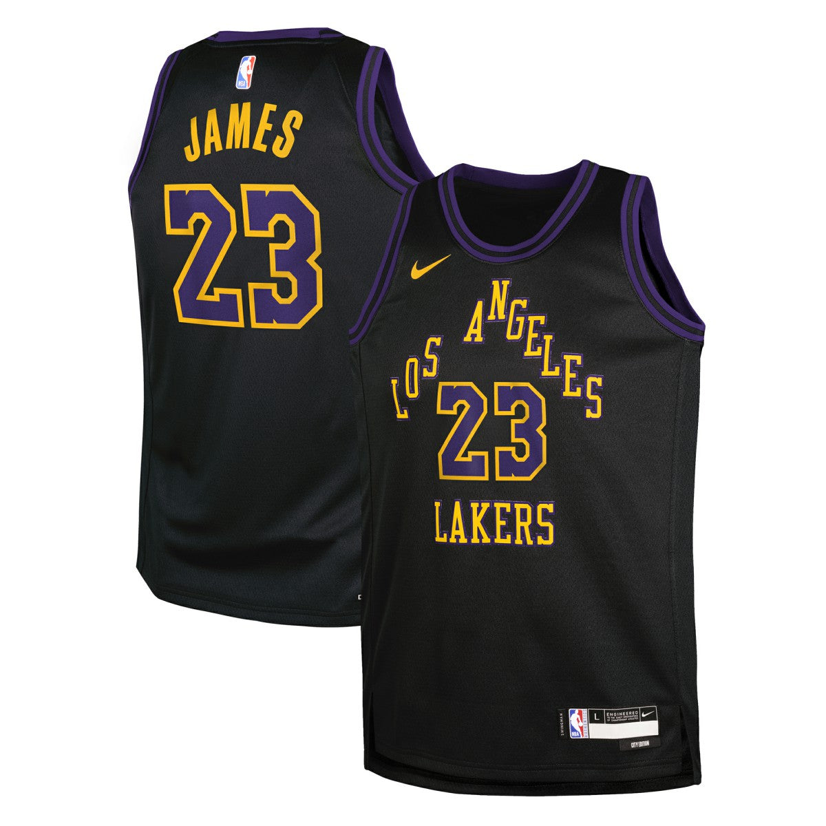 LeBron James Los Angeles Lakers Youth 2025/26 City Edition Swingman Jersey Black - NBA