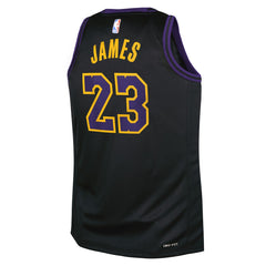 LeBron James Los Angeles Lakers Youth 2025/26 City Edition Swingman Jersey Black - NBA