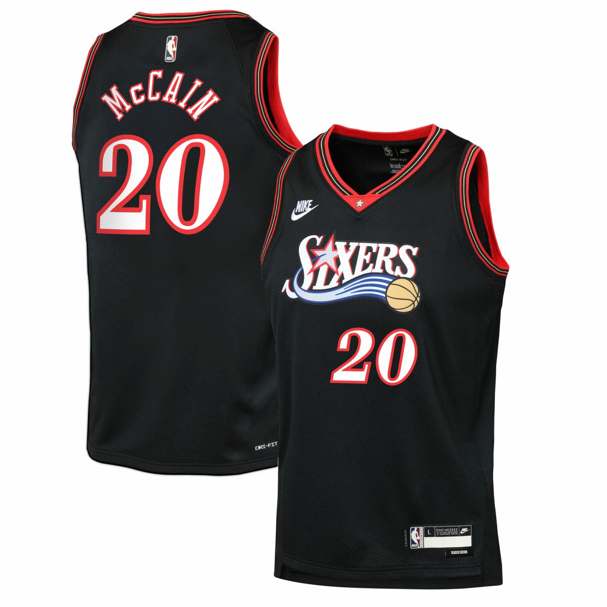 Jared McCain Philadelphia 76ers Youth Swingman Jersey Classic Edition Black - NBA