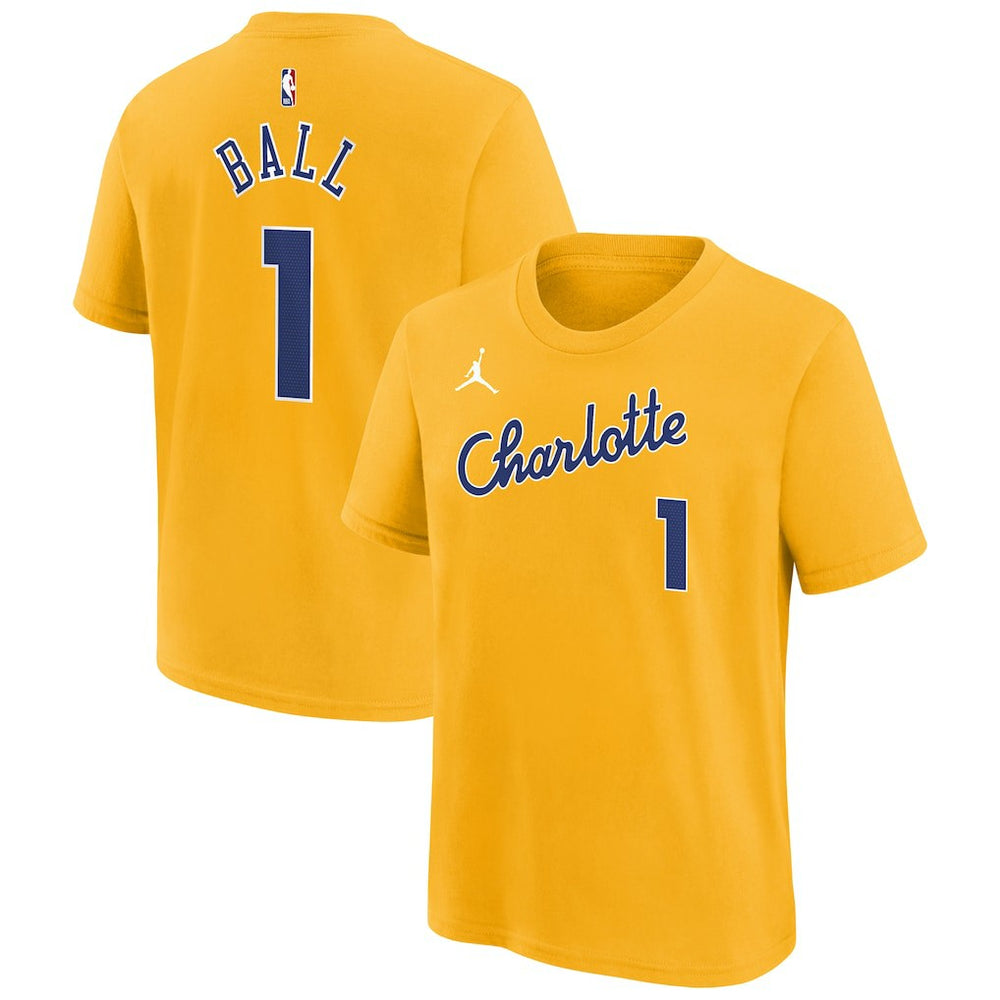 LaMelo Ball Charlotte Hornets Youth 2025/26 City Edition Name & Number T-Shirt Yellow - NBA