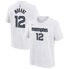 Ja Morant Memphis Grizzlies Youth 2025/26 City Edition Name & Number T-Shirt White - NBA