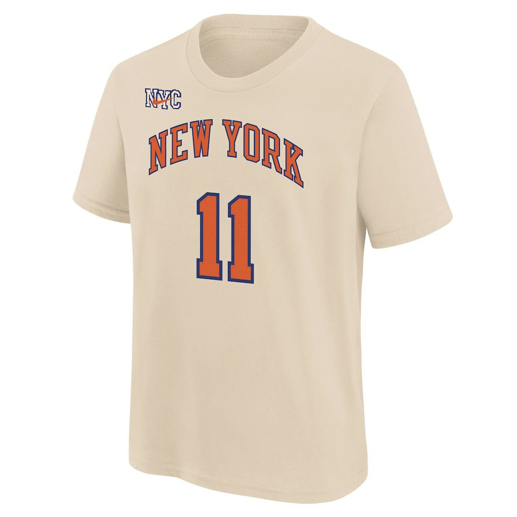 Jalen Brunson New York Knicks Youth 2025/26 City Edition Name & Number T-Shirt Cream - NBA
