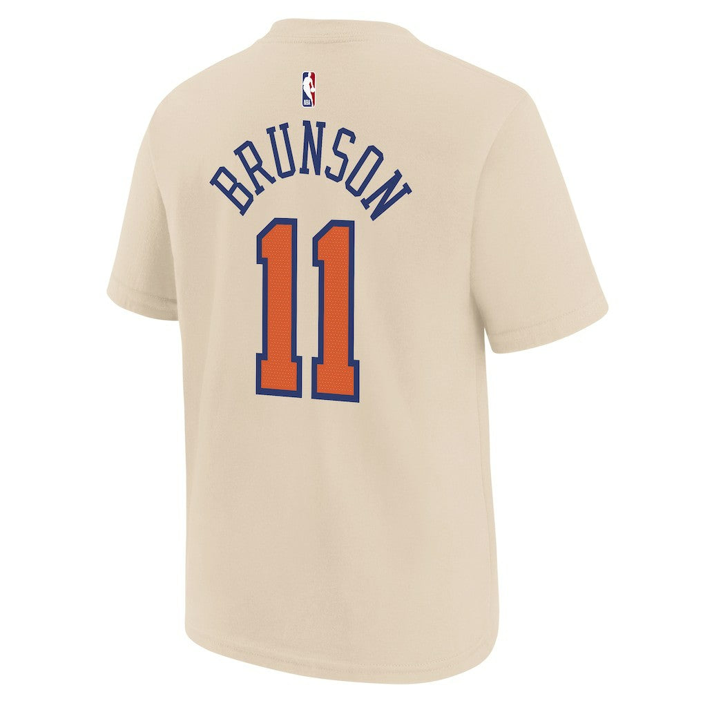 Jalen Brunson New York Knicks Youth 2025/26 City Edition Name & Number T-Shirt Cream - NBA