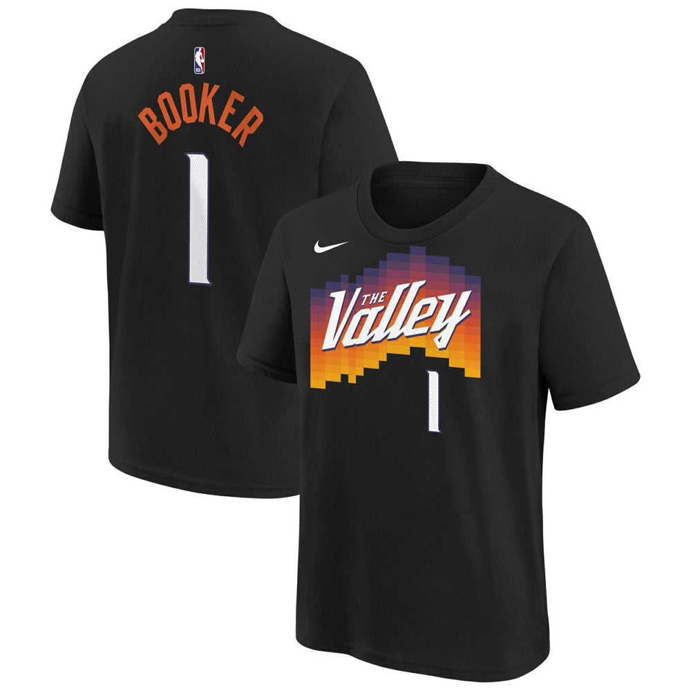 Devin Booker Phoenix Suns Youth 2025/26 City Edition Name & Number T-Shirt Black - NBA