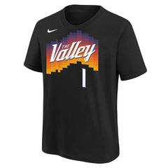 Devin Booker Phoenix Suns Youth 2025/26 City Edition Name & Number T-Shirt Black - NBA