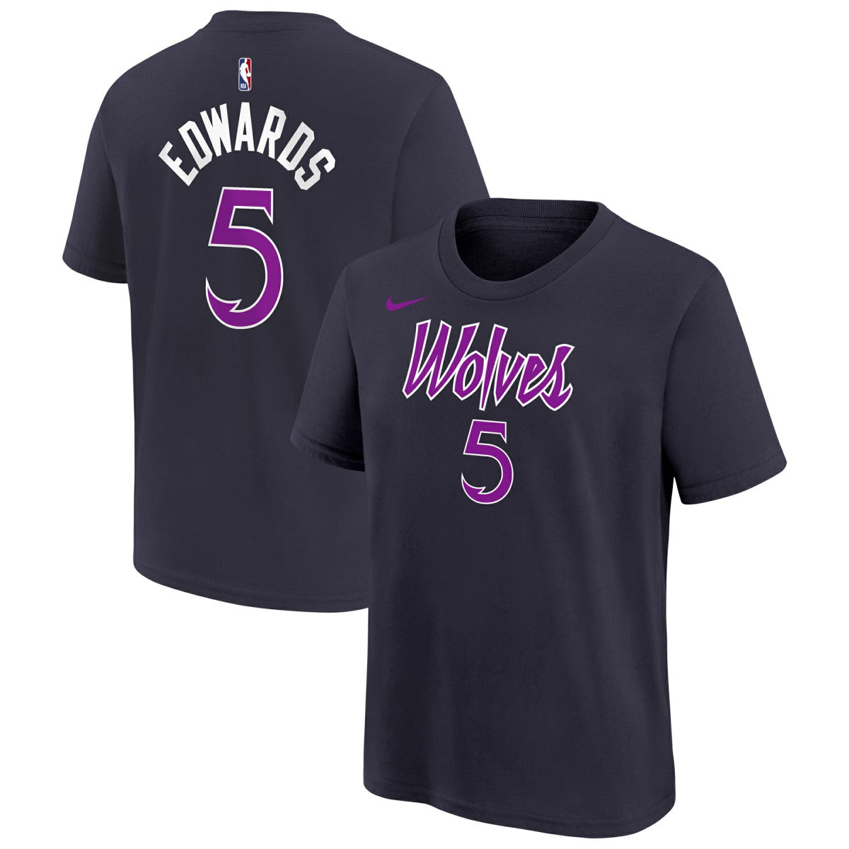 Anthony Edwards Minnesota Timberwolves Youth 2025/26 City Edition Name & Number T-Shirt Purple - NBA
