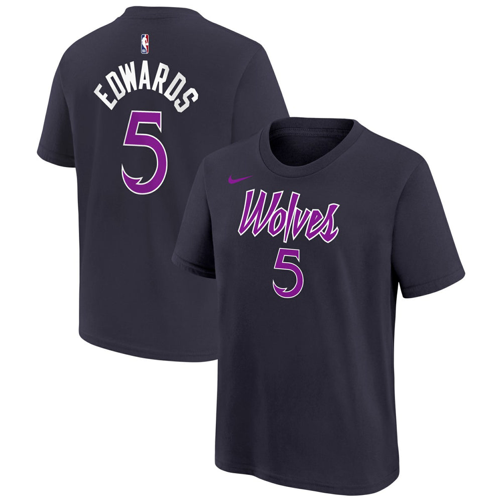 Anthony Edwards Minnesota Timberwolves Youth 2025/26 City Edition Name & Number T-Shirt Purple - NBA