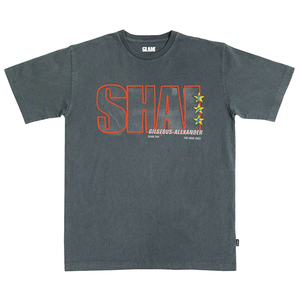 Shai Gilgeous-Alexander Oklahoma City Thunder SLAM Unisex February/March 2025 Cover Graphic Remix T-Shirt Charcoal - NBA
