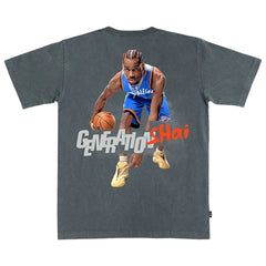 Shai Gilgeous-Alexander Oklahoma City Thunder SLAM Unisex February/March 2025 Cover Graphic Remix T-Shirt Charcoal - NBA