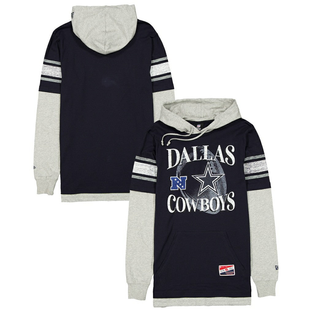 Dallas Cowboys New Era Twofer Layered Long Sleeve Hoodie T-Shirt Navy | NFL