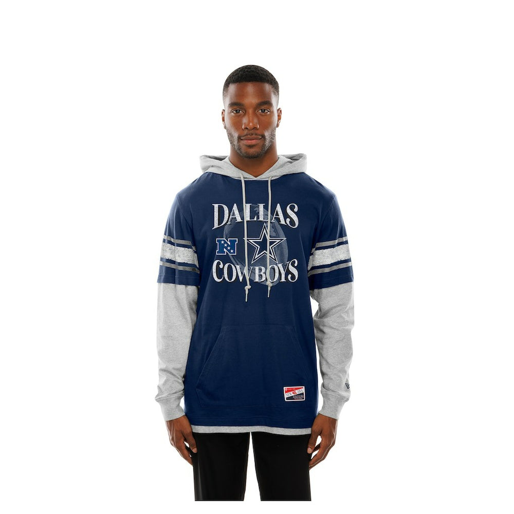 Dallas Cowboys New Era Twofer Layered Long Sleeve Hoodie T-Shirt Navy | NFL
